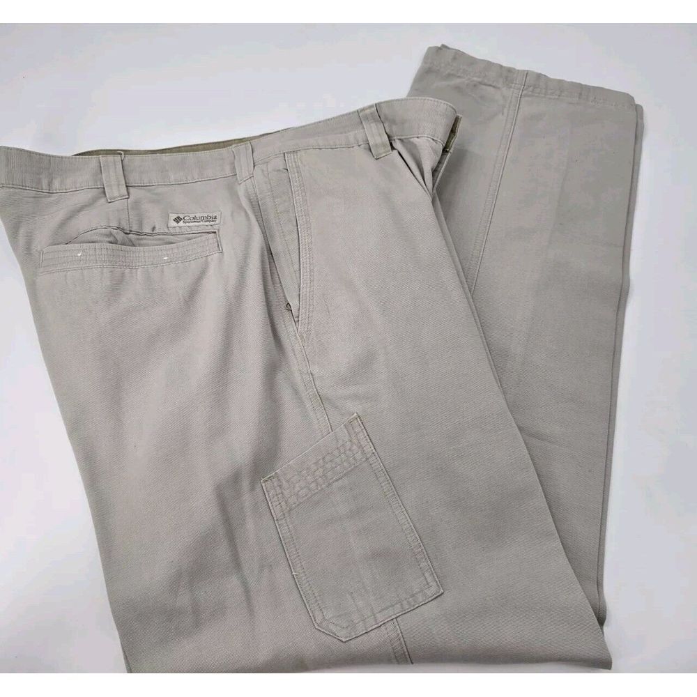 Columbia Sportswear Gert BOYLE PDG Jeans Khaki Tan Mens 100% Stonewashed 38 Fish